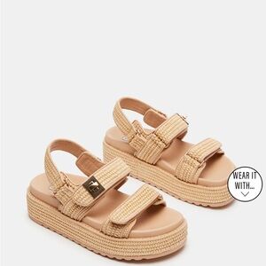 Steve Madden Tan Platform Sandals raffia bigmona